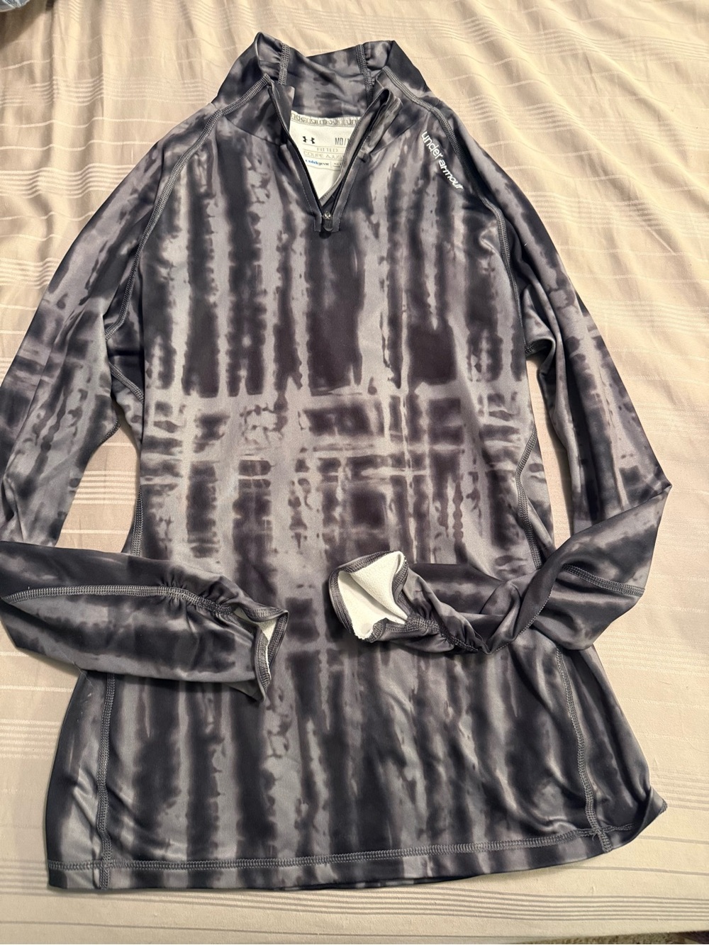 Under Armour Black Gray Tie-Dye Quarter Zip Pullover